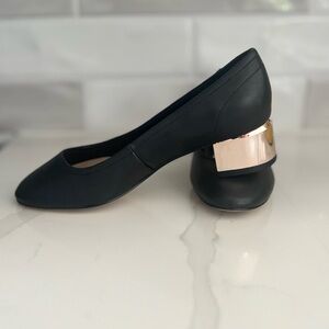 Aldo Black and Gold Low Heels Size 6